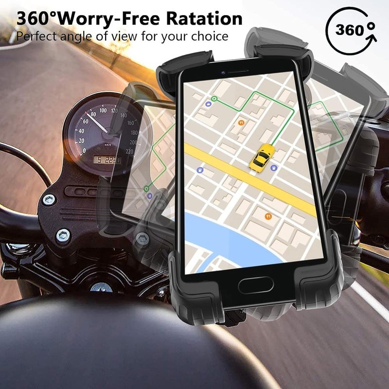 Marspeeder 2 Packs Bike Motorcycle Phone Mount,[Ultra Metal] Bike Motorcycle Phone Holder with Security Lock, Bicycle Phone Mount with Soft Cushion & Adjustable Clip Compatible with 4.7''-6.8'' Phone - Image 5